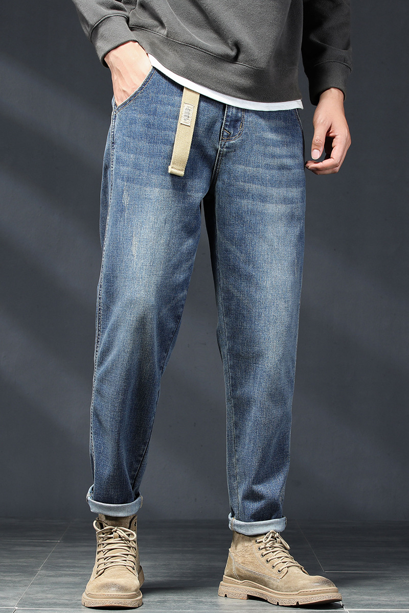 Men's spring and autumn trendy black and gray straight-leg, petite, classic, durable, slimming, versatile and casual long pants details Picture