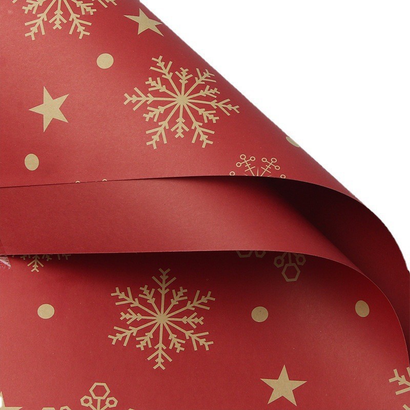 圣诞包装纸/工厂批发双面/礼品包装纸白底实物图