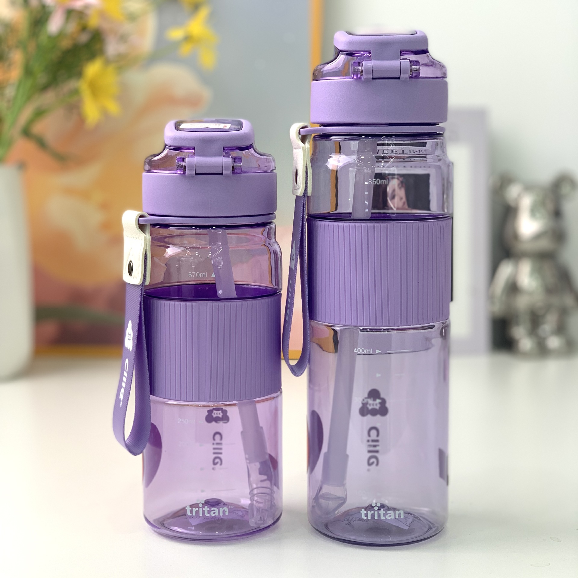 Hille Tritan Baby Bottle Special Material Hidden Carrying Rope Lock Large Capacity Pot Sports Water Cup Specification drawing