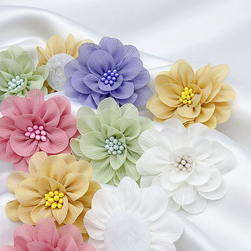 Korean Version Of Organza Flowers Children's Clothing Accessories Hairpin Accessories Cloth Handmade Flower Heart Flowers Specification drawing