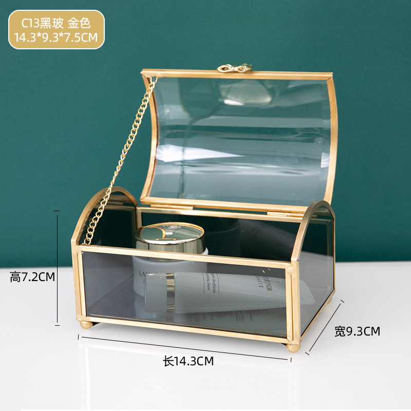 Glass jewelry box and accessory storage box Specification image