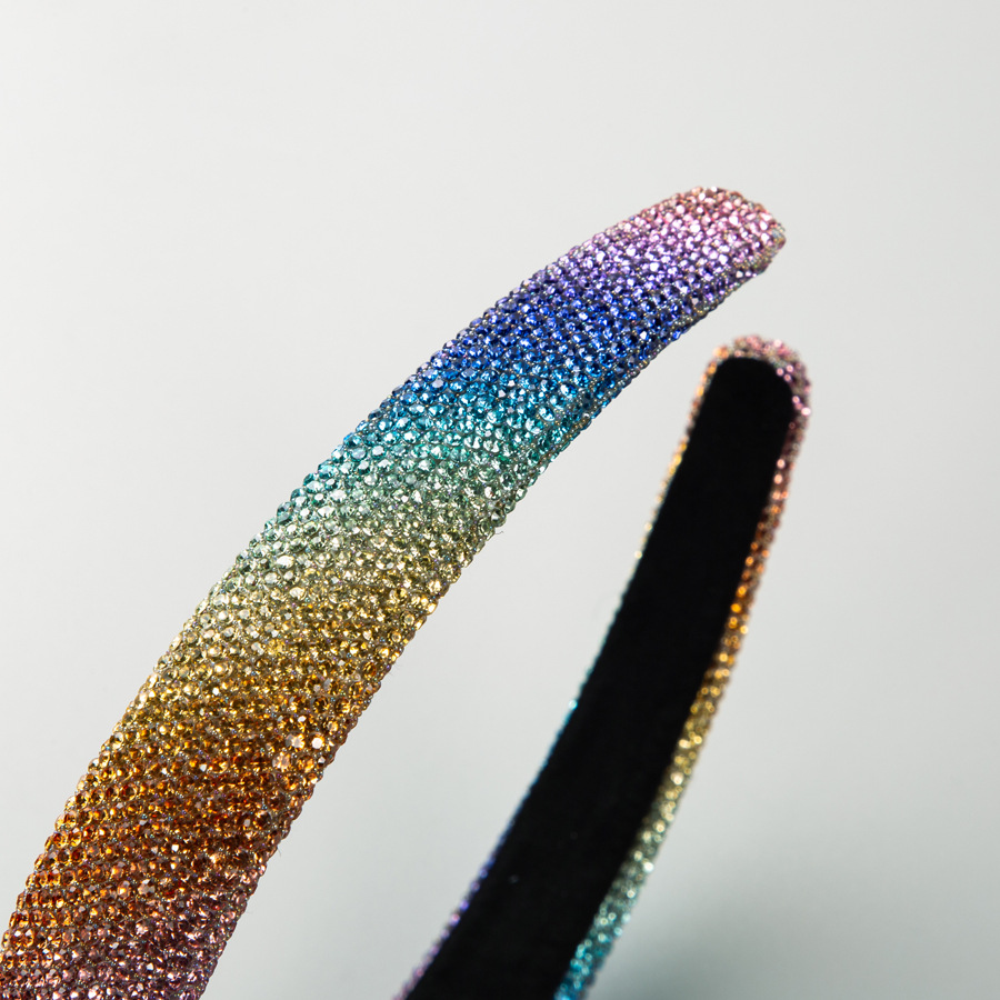 Korean Version Of The New Fashion Full Diamond Hair Accessories Simple Temperament Rainbow Net Red Headband High Quality Face Hair Band Wholesale Specification drawing