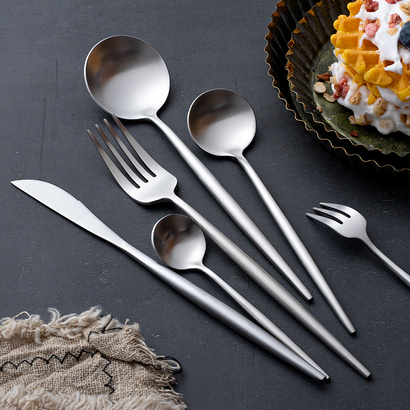 Ins Wind 304 Stainless Steel Knife, Fork And Spoon Portuguese Tableware Thickened Stainless Steel Spoon High Appearance Level Steak Knife And Fork Application Scenario