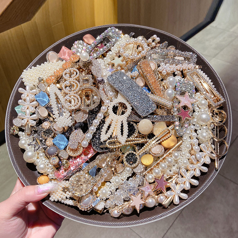 韩式气质bb夹发夹女后脑勺时尚侧边珍珠发卡女简约法式鸭嘴夹头饰