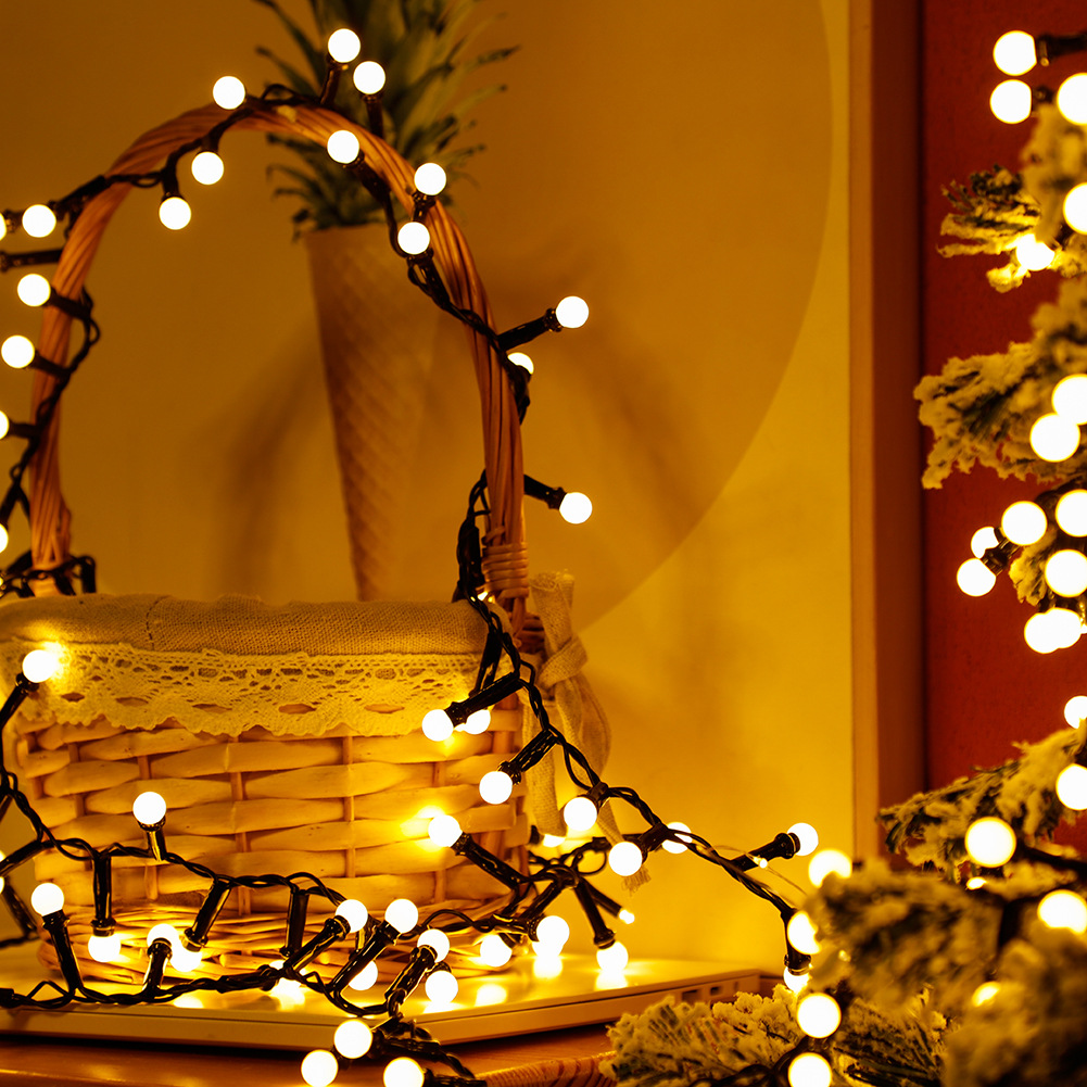 Amazon's new led color light, cherry small round ball string, Christmas outdoor solar garden decorative light details Picture