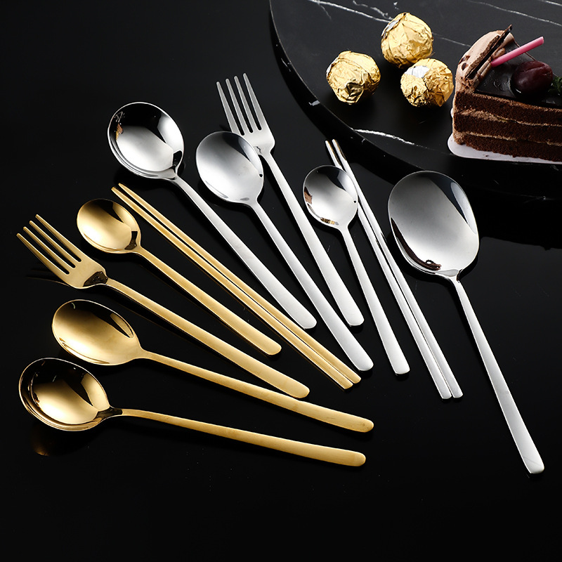 304 Stainless Steel Spoon High Appearance Level Tableware Korean Children's Knife, Fork And Spoon Set Portable Chopsticks Spoon Set Application Scenario