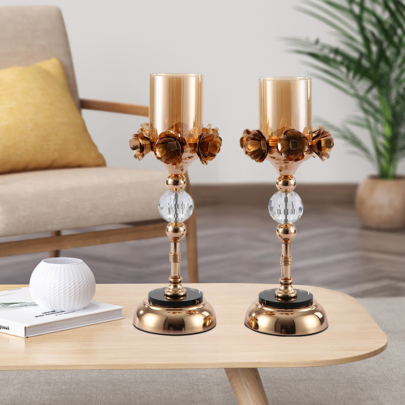 Cross-border European light luxury glass candle holder Nordic romantic table candle holder wedding decoration photography props full figure