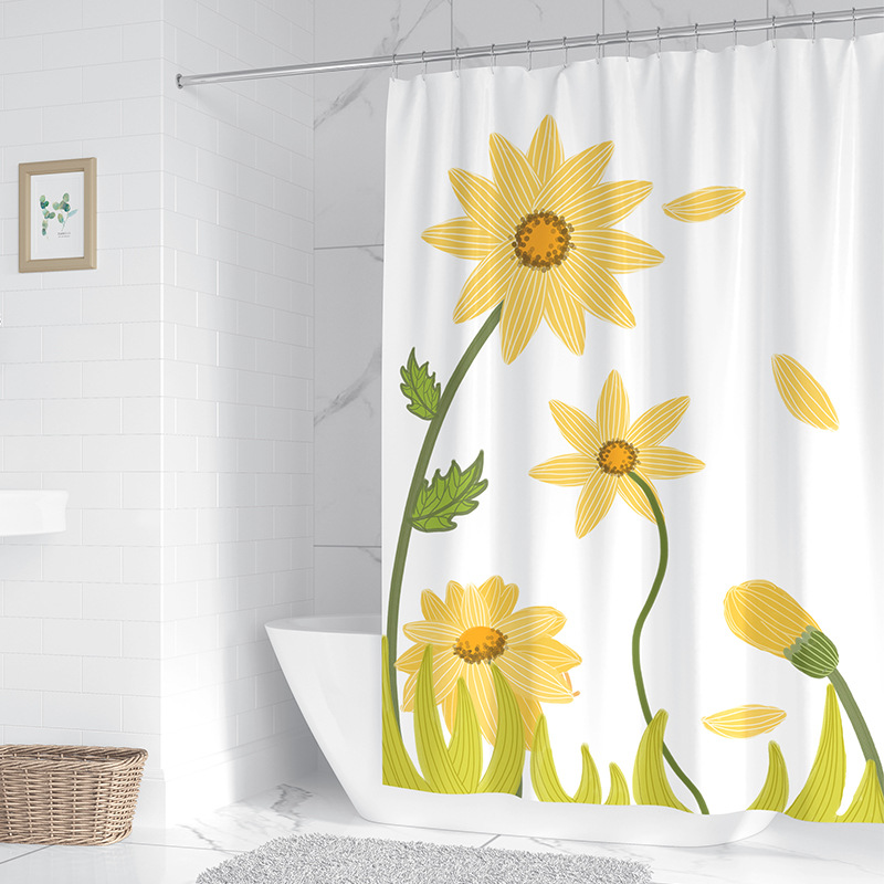 Small Fresh Series Of Household Shower Curtain Bathroom Curtain Hand-Painted Waterproof Shower Curtain Manufacturers Direct Wholesale Application Scenario