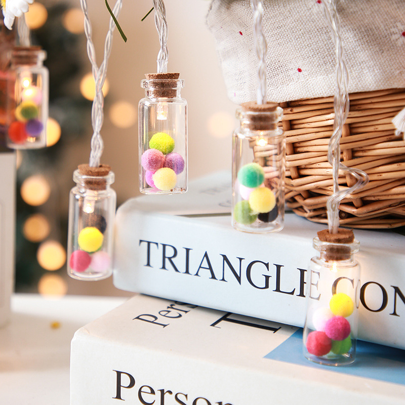 New cross-border led hairball wish bottle, Christmas battery box decorative light, ins girlish photo prop details Picture