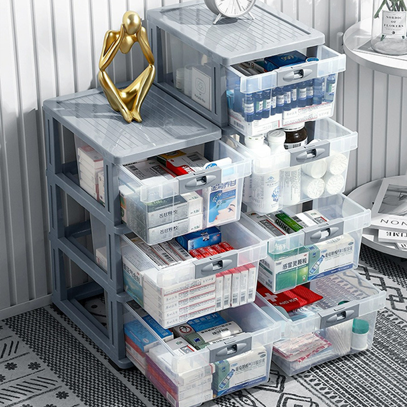 Drawer storage box Multi-layer medicine box Household medicine storage box Medical first aid box desktop transparent medicine cabinet Application Scenario