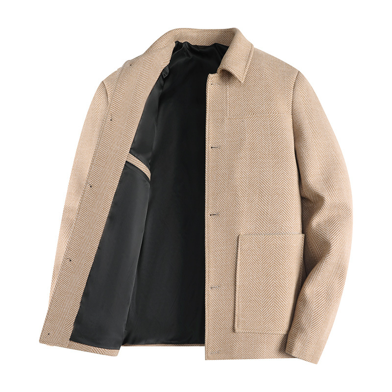 New autumn and winter woolen coats, casual lapel jackets for middle-aged men, and outfits for middle-aged and elderly dads Item Picture