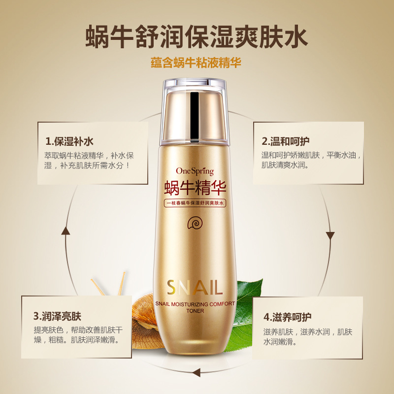 Spring Snail Hydrating Toner Hydrating Clear Moisturizing Nourish Brightening Complexion Cosmetics Wholesale Specification drawing