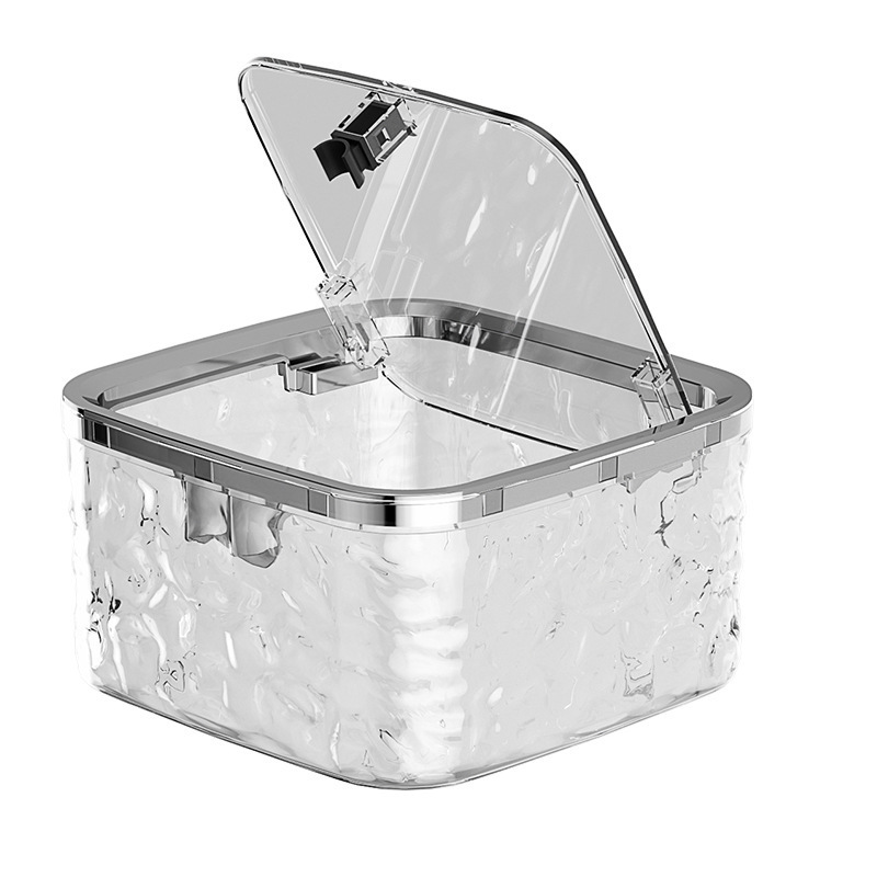 Simple press-type water ripple transparent trash can with high appearance level desktop storage small trash can Item Picture