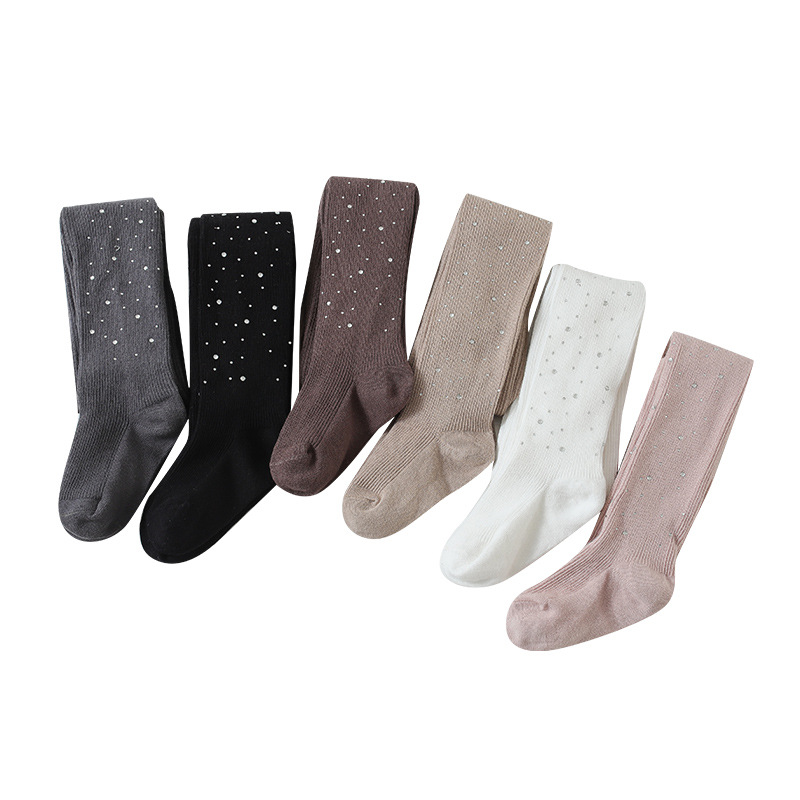 Spring and Autumn's new foreign trade bestsellers: Sparkling Diamond Starry Sky Soft cotton pantyhose, thin vertical high-elasticity tight-fitting pantyhose for little girls Item Picture