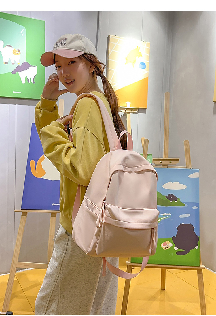 书包女ins 小清新高中生双肩包女纯色少女旅行背包男耐磨休闲背包详情11