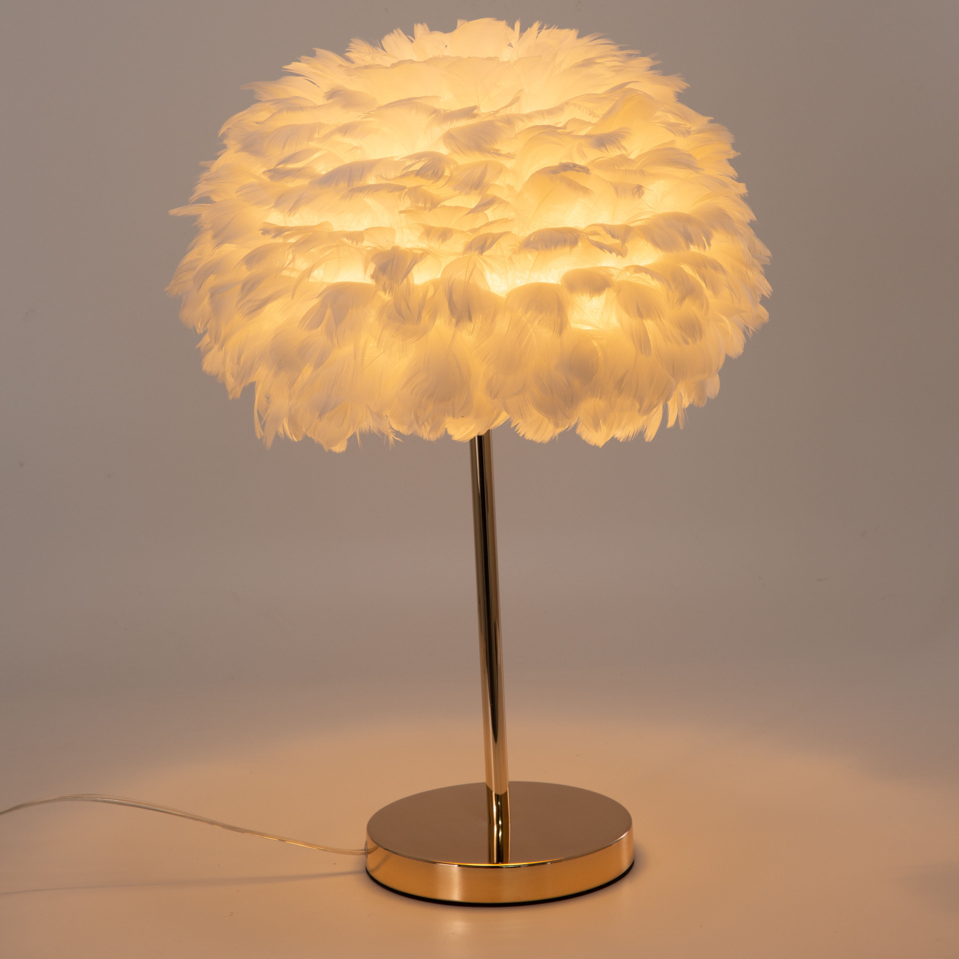 Feather table lamp, Nordic living room, bedroom, ins girl, princess room, warm and romantic, popular bedside standing table lamp details Picture