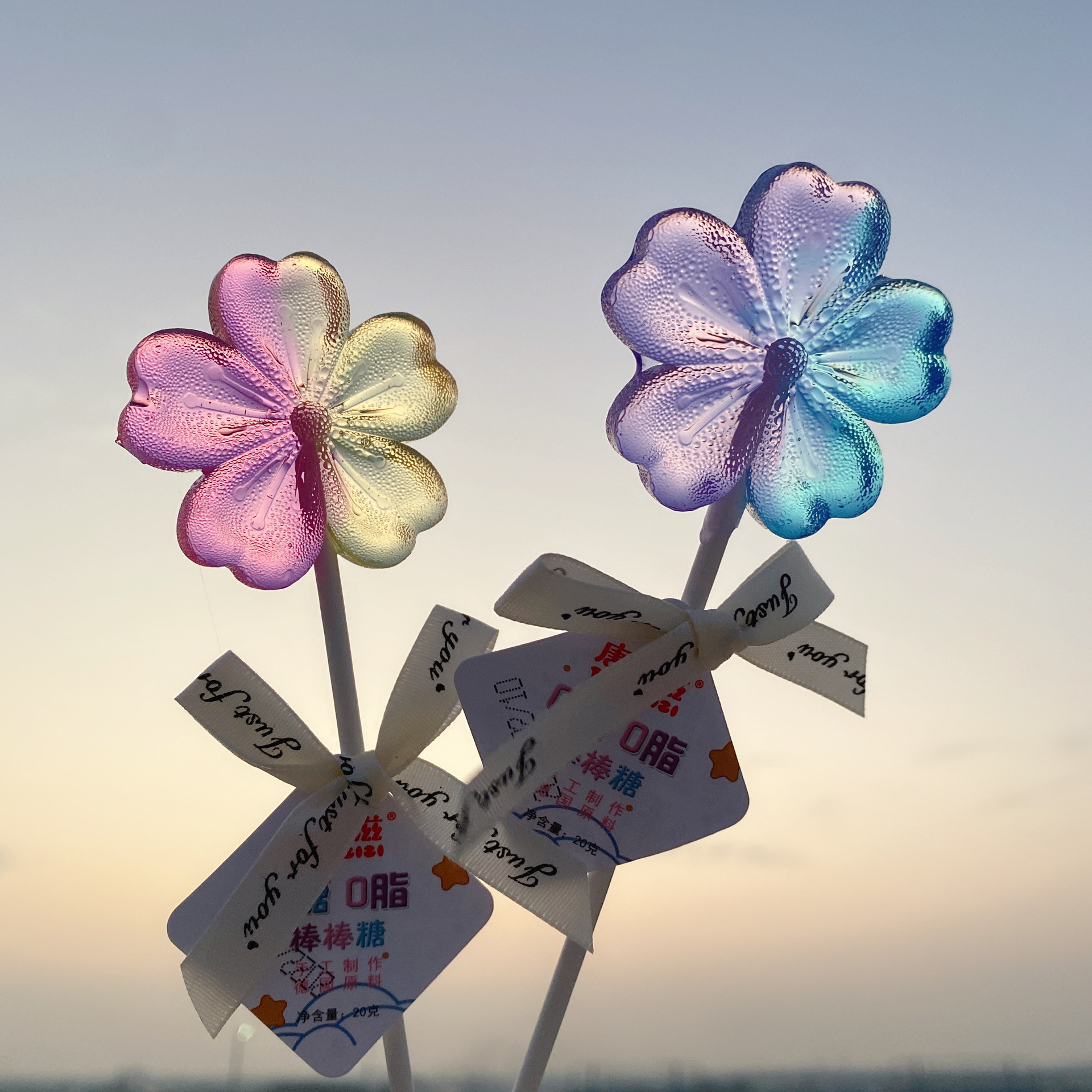 唐滋滋手工创意水晶棒棒糖无蔗糖20克多造型七彩花儿童零食礼物图