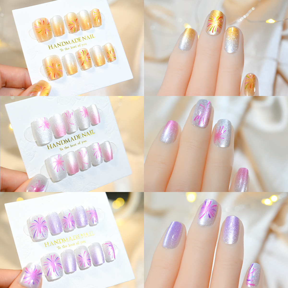 Hot Internet Red Fireworks Wear Nail Nail Patch French Short White High-Grade Waterproof Long-Term Specification drawing
