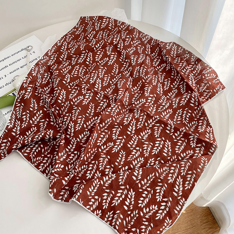 Cotton And Linen Small Square Scarf Women Spring And Summer New Korean Version Of Small Fresh Floral Temperament Neck Scarf Headband Scarf Specification drawing