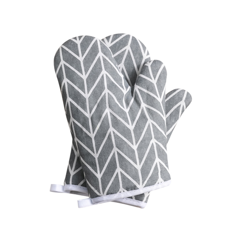 Kitchen Microwave Heat Insulation Gloves Thickened Plaid Heat Proof Gloves High Temperature Baking Cotton Linen Oven Gloves Item Picture