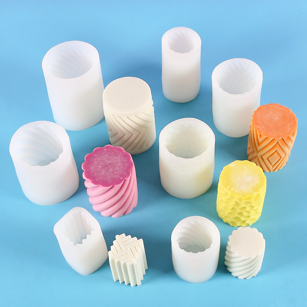 diy geometric honeycomb cylindrical candle scented liquid silicone mold home decoration item scented gypsum epoxy resin mold Specification image