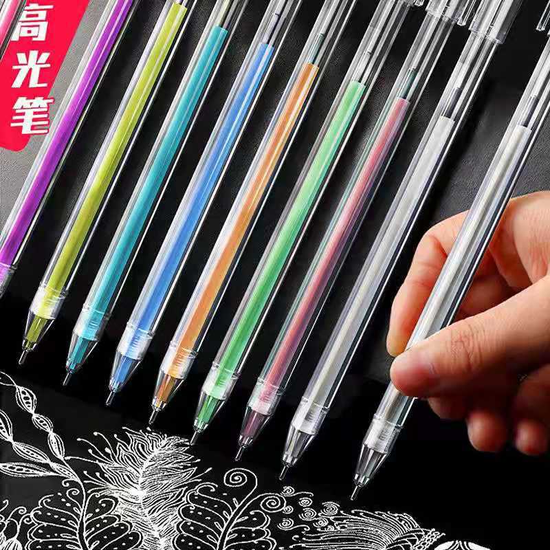 Wholesale of new high-gloss gel pens, journal pens, marker highlighters, colored high-gloss pens, diary doodles, and syringe pens