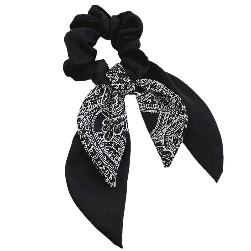 Bow headpiece, elegant ribbon, hair tie, silk scarf, simple and versatile hair tie, high-end hair tie, large intestine circle hair accessory for women Item Picture