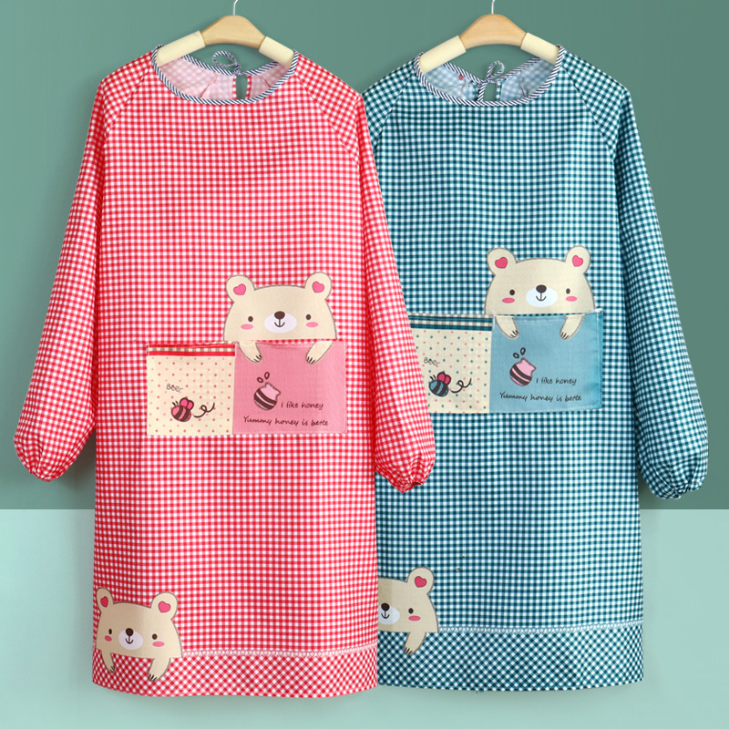 New Long Sleeve Apron Female Home Kitchen Summer Back To Wear Overalls Network Red The Same Fashion Thin Female Work Clothes