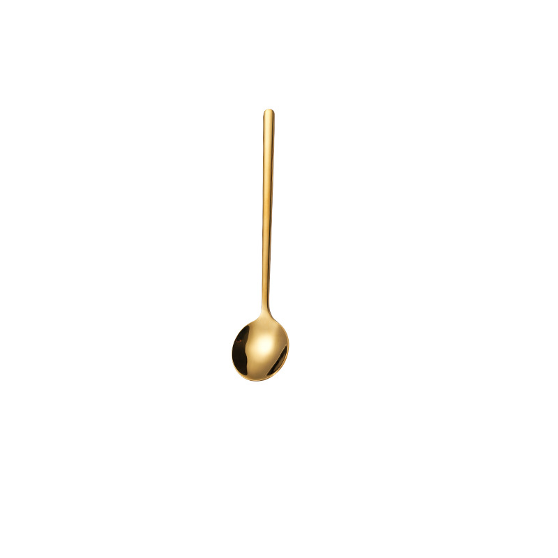 304 Stainless Steel Coffee Spoon High Appearance Level Dessert Small Round Spoon Long Handle Mixing Spoon Cute Small Spoon Honey Spoon Item Picture