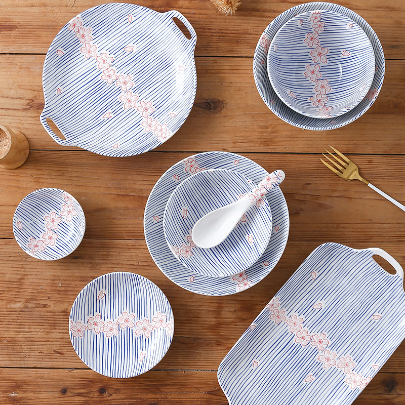创意日式碗盘套装轻奢和风日本复古组合好看家用陶瓷碗碟乔迁送礼餐具多样式组合套餐耐用卫生易清洗详情图1