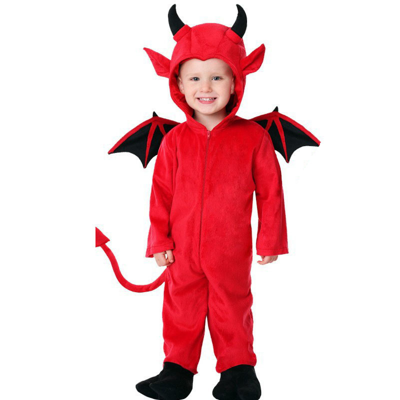Halloween children's costumes: Cute little devil bat performance clothes, boys and girls role-playing vampire costumes Item Picture