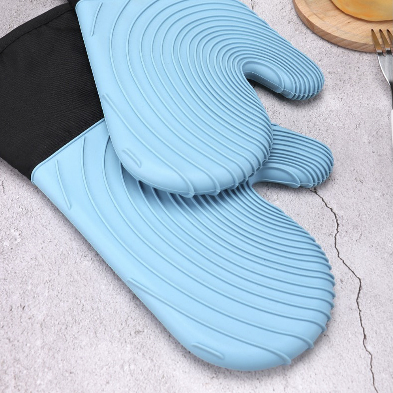 Amazon Spot BBQ Baking oven boiler Silicone plus cotton gloves High temperature resistant BBQ insulated silicone gloves full figure