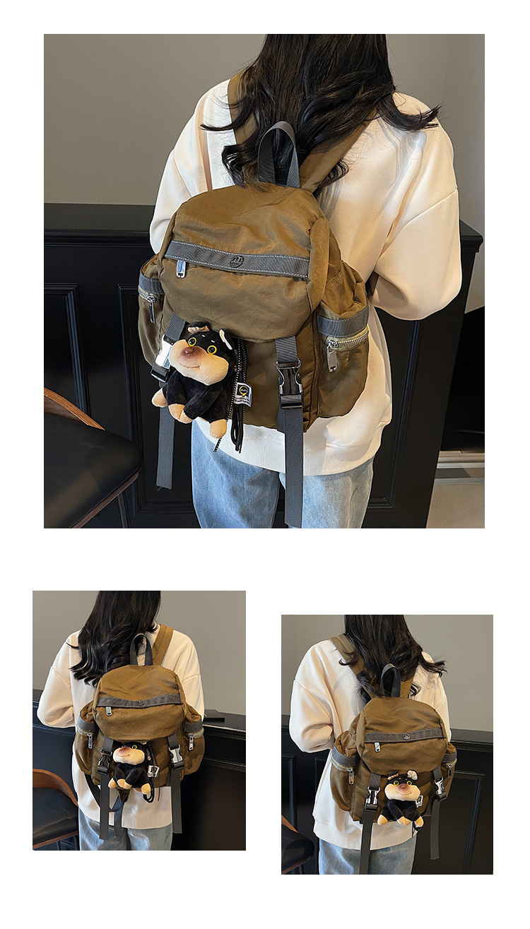 韩版潮流学生包女2025新款时尚休闲大容量双肩包简约百搭通勤女包详情9