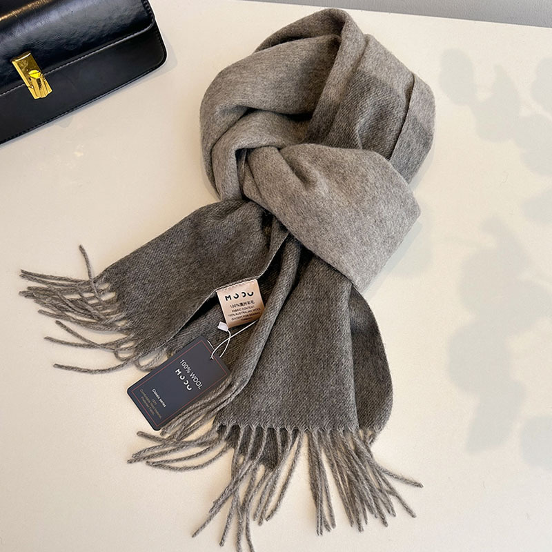 2023流苏拼色羊毛围巾双面披肩两用情侣外搭保暖围脖冬