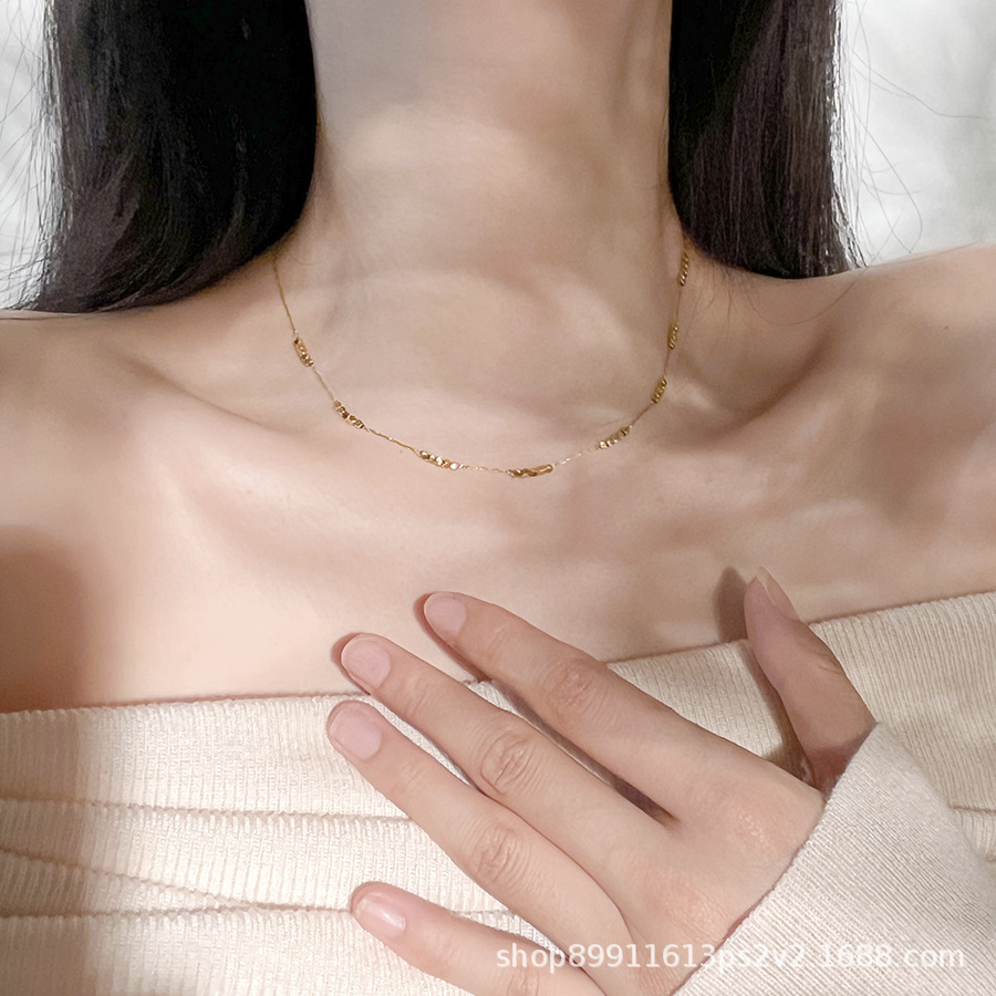 波光粼粼碎金子项链通勤日常百搭浪漫锁骨链女叠戴高级感轻奢首饰详情6