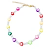 Colorful soft ceramic piece necklace, colorful flower mushroom pendant choker fruit necklace, women's handcrafted beaded pearl collarbone chain Application Scenario