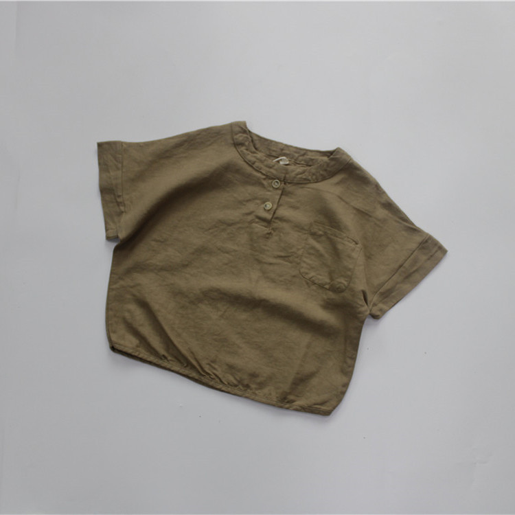 新品春季儿童t恤圆领短袖男童纯色韩版系扣女童上衣夏季百搭代发详情11