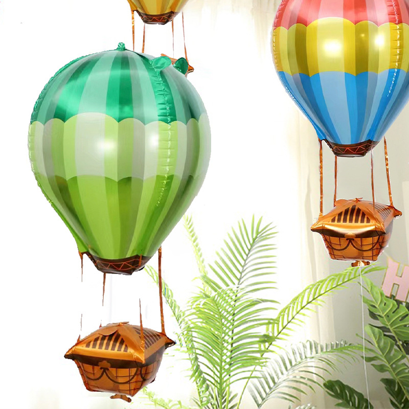 Cross-border bestseller 4D gradient rainbow hot air balloon aluminum film balloon party, shopping mall corridor window decoration and arrangement details Picture