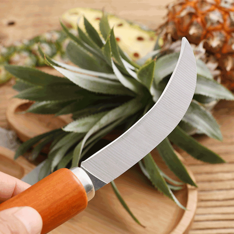 Stainless steel fruit pineapple knife, sharp wooden handle, small curved banana knife, fruit and vegetable peeler Application Scenario