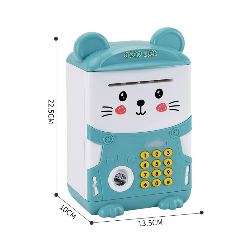 Cartoon fingerprint piggy bank, money box, light and music, ATM password box, automatic roll money, gifts and toys Item Picture