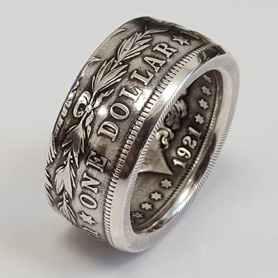 Cross-Border Vintage 1921 Dollar Alloy Ring Europe And The United States New American Motto E Pluribus Is One Coin Ring