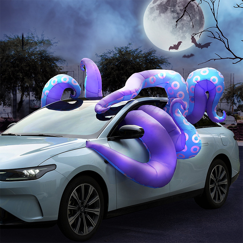 Cross-border Halloween inflatable car trunk decoration led illuminated and colorful spider car inflatable party supplies Specification image