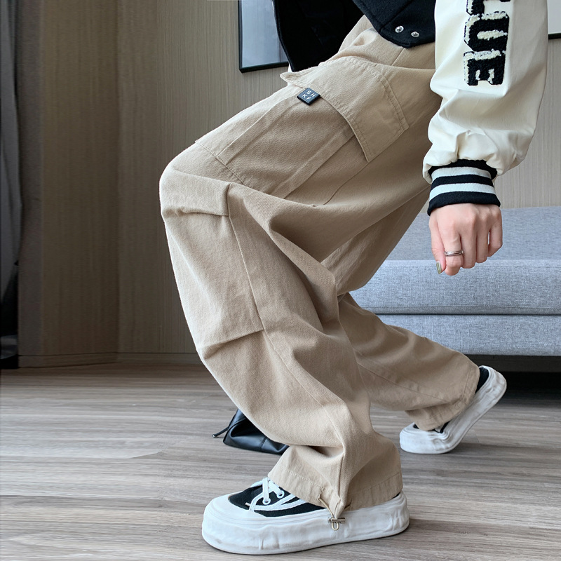 Overalls Women 2023 Autumn Winter High Waist Wide Leg Straight Leg Casual Design Sense Of American Retro Mountaineering Pants Specification drawing