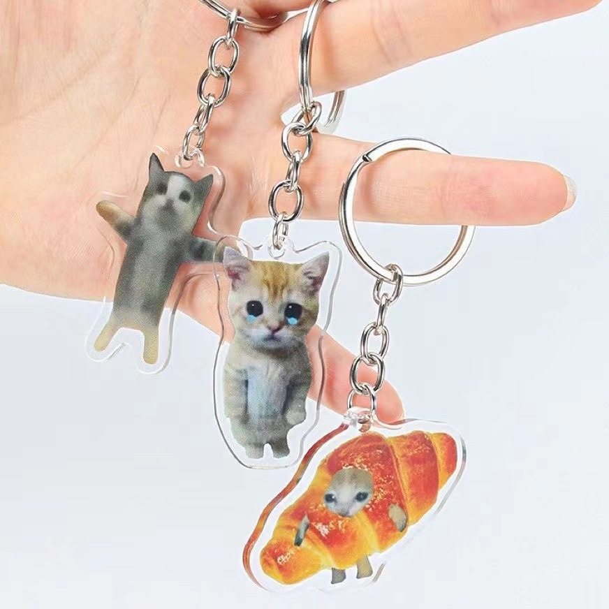 happy猫香蕉猫卡通挂件背包亚克力钥匙扣定制立牌表情包网红猫