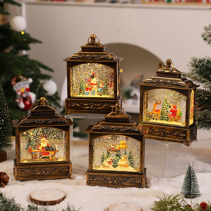 圣诞装饰品老人雪人音乐盒飘雪雪花水球灯风灯小夜灯圣诞节礼物