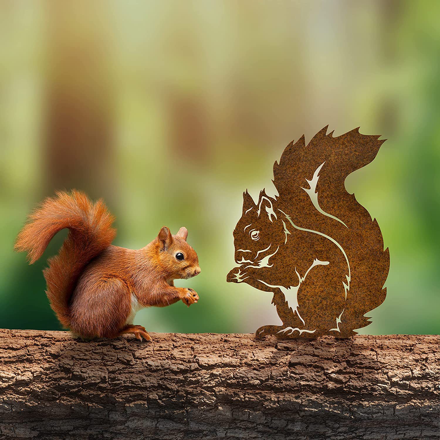 亚马逊现货Rusty Squirrel花园装饰生锈的松鼠室外摆件铁艺工艺品详情图2