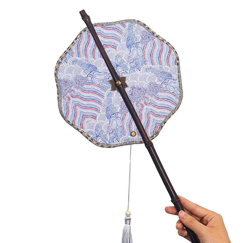 Intangible cultural heritage waist fan diy material package, Chinese-style handcrafted ancient style, rollable and foldable Hanfu gift round fan, Chinese-style fan Item Picture