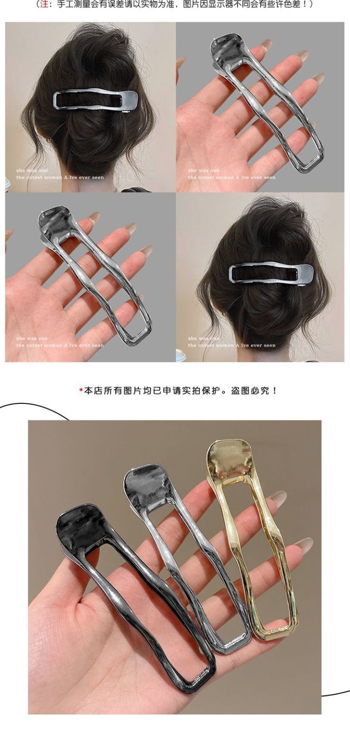 铁合金银色气质发夹女 2025新款盘发后脑勺鸭嘴夹ins高级头饰详情4