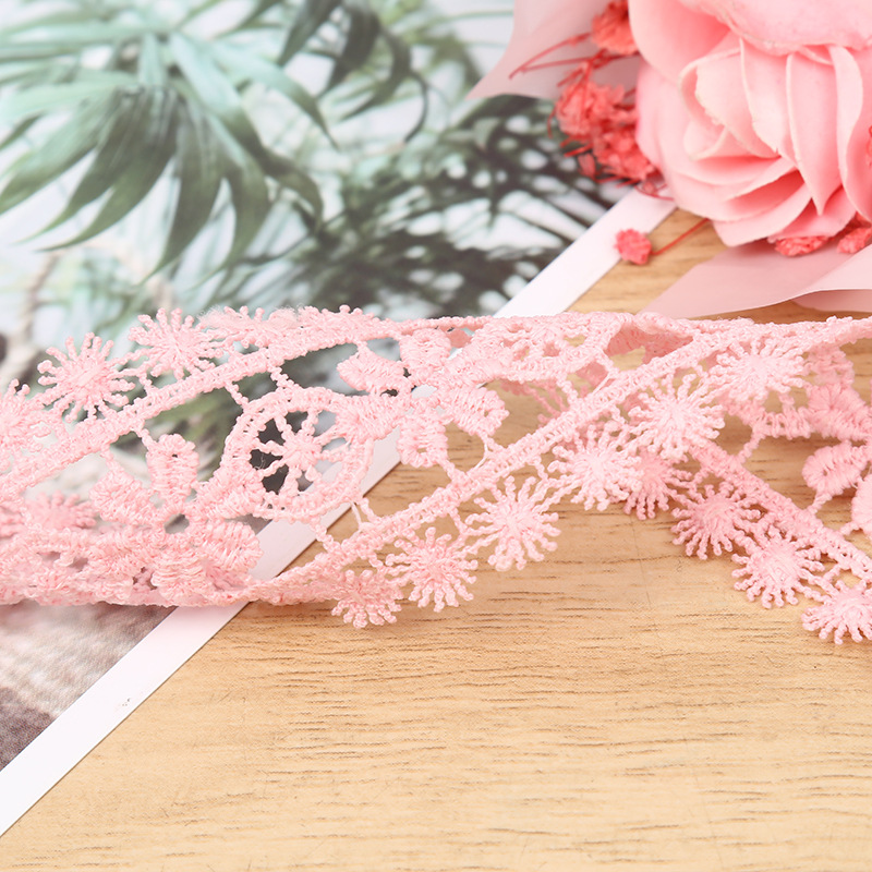 Lace embroidery barcode in stock, double-sided milk silk eyelash lace, lace clothing curtain accessories Specification image