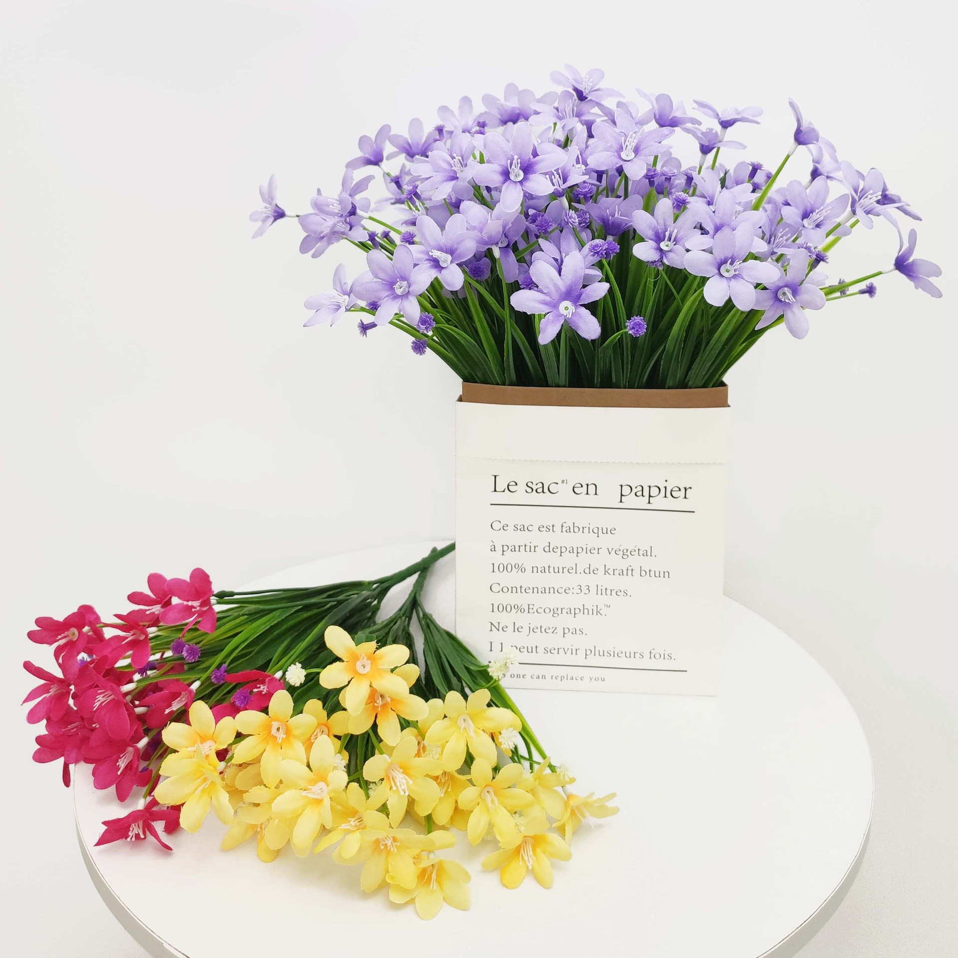 Amazon Artificial Flower 7 Fork Artificial Orchid Artificial Violet Outdoor Decoration Fake Flower Wholesale details Picture